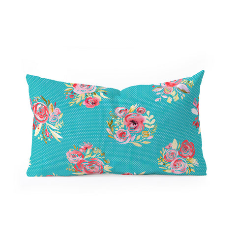 Ninola Design Sweet Roses Blooms Blue Oblong Throw Pillow