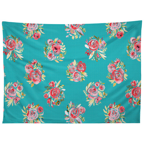 Ninola Design Sweet Roses Blooms Blue Tapestry