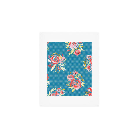 Ninola Design Sweet roses bouquet blue denim Art Print