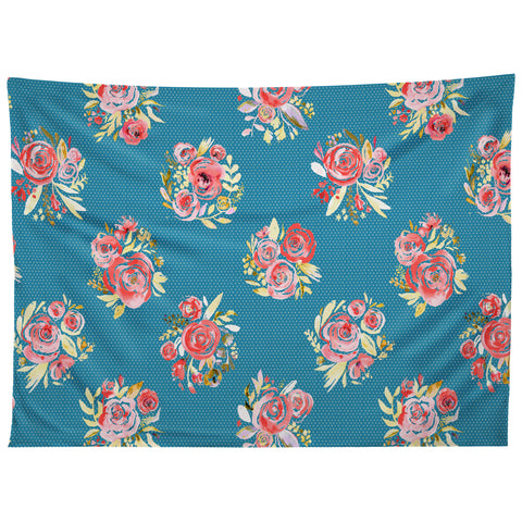 Ninola Design Sweet roses bouquet blue denim Tapestry