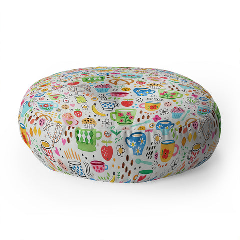 Ninola Design Tea and Coffee Snacks Floor Pillow Round