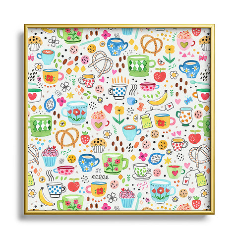 Ninola Design Tea and Coffee Snacks Metal Square Framed Art Print