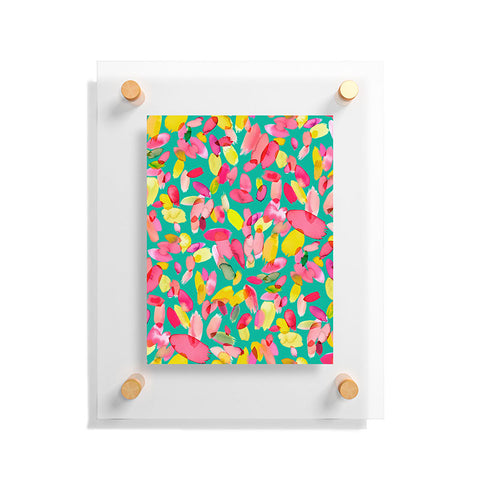 Ninola Design Teal flower petals abstract stains Floating Acrylic Print