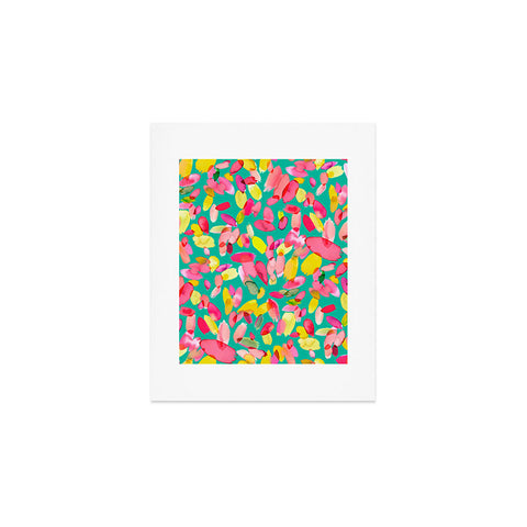 Ninola Design Teal flower petals abstract stains Art Print