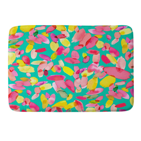 Ninola Design Teal flower petals abstract stains Memory Foam Bath Mat