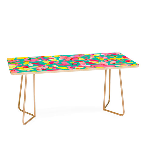 Ninola Design Teal flower petals abstract stains Coffee Table