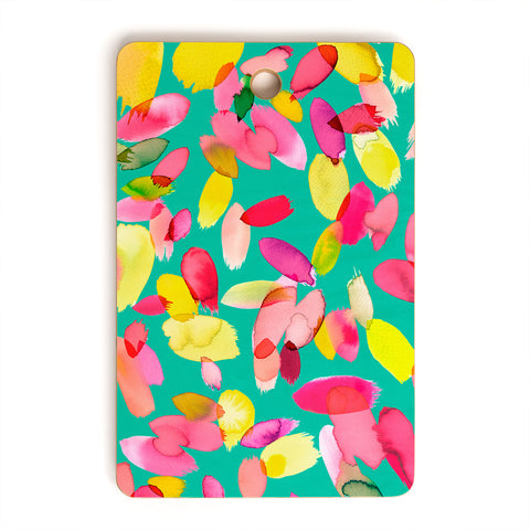 Ninola Design Teal flower petals abstract stains Cutting Board Rectangle
