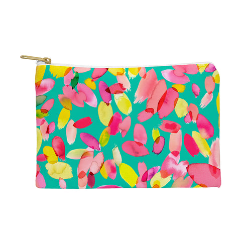 Ninola Design Teal flower petals abstract stains Pouch