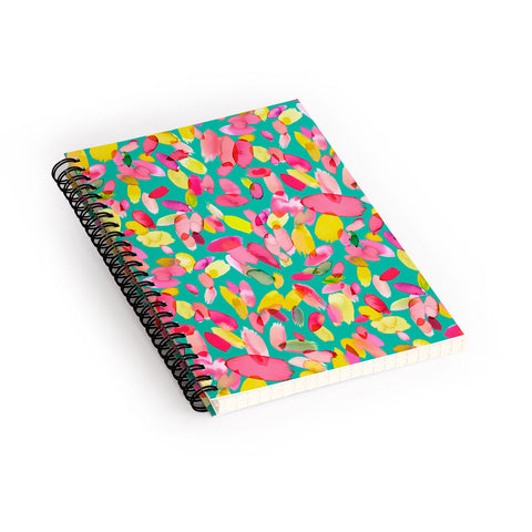 Ninola Design Teal flower petals abstract stains Spiral Notebook