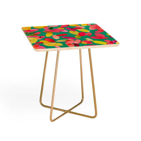 Ninola Design Teal flower petals abstract stains Side Table