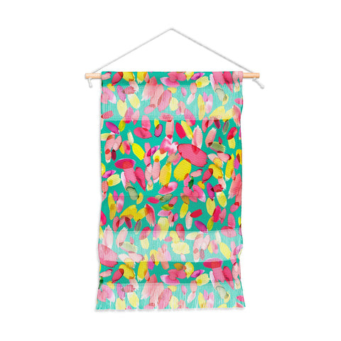 Ninola Design Teal flower petals abstract stains Wall Hanging Portrait