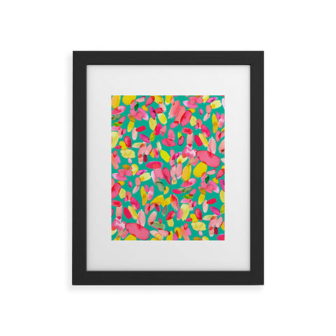 Ninola Design Teal flower petals abstract stains Framed Art Print