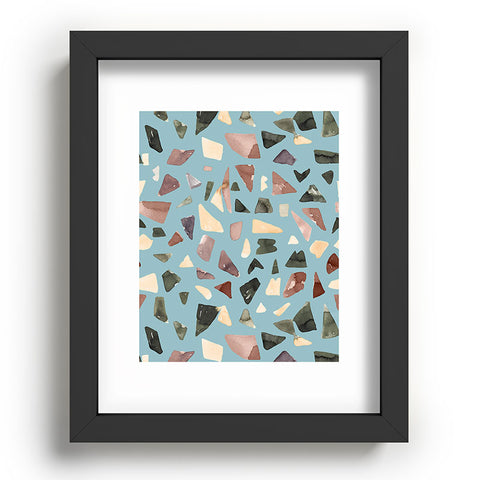 Ninola Design Terrazzo Mineral Watercolor Blue Recessed Framing Rectangle