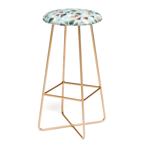 Ninola Design Terrazzo Mineral Watercolor Blue Bar Stool