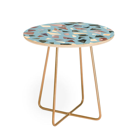 Ninola Design Terrazzo Mineral Watercolor Blue Round Side Table