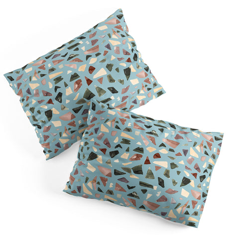 Ninola Design Terrazzo Mineral Watercolor Blue Pillow Shams