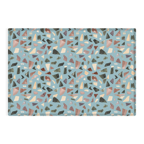 Ninola Design Terrazzo Mineral Watercolor Blue Outdoor Rug