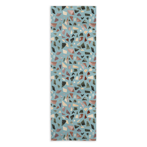 Ninola Design Terrazzo Mineral Watercolor Blue Yoga Towel