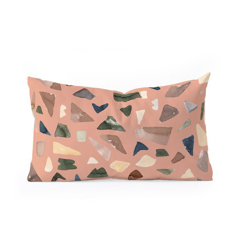Ninola Design Terrazzo Mineral Watercolor Coral Oblong Throw Pillow
