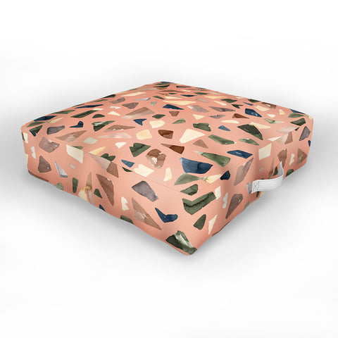 Ninola Design Terrazzo Mineral Watercolor Coral Outdoor Floor Cushion