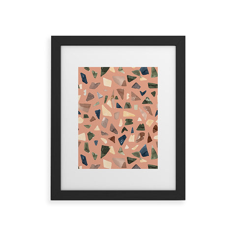 Ninola Design Terrazzo Mineral Watercolor Coral Framed Art Print