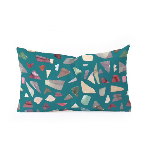 Ninola Design Terrazzo Mineral Watercolor Green Oblong Throw Pillow