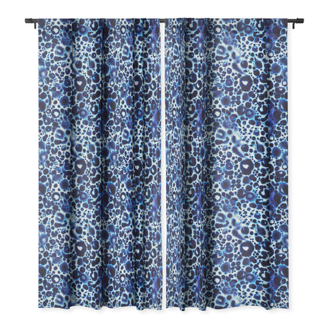 Ninola Design Textural abstract Blue Blackout Window Curtain