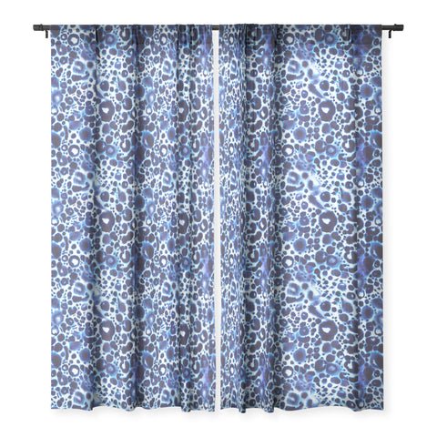 Ninola Design Textural abstract Blue Sheer Window Curtain
