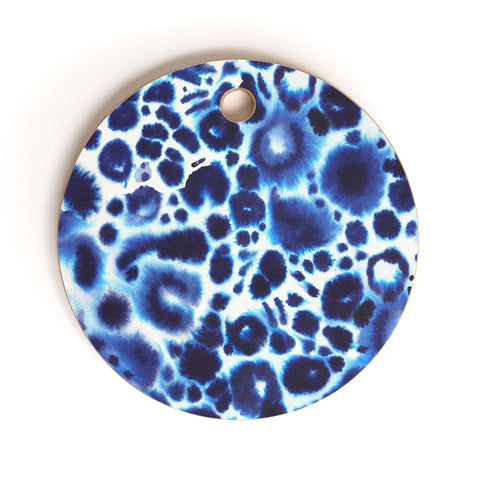 Ninola Design Textural abstract Blue Cutting Board Round