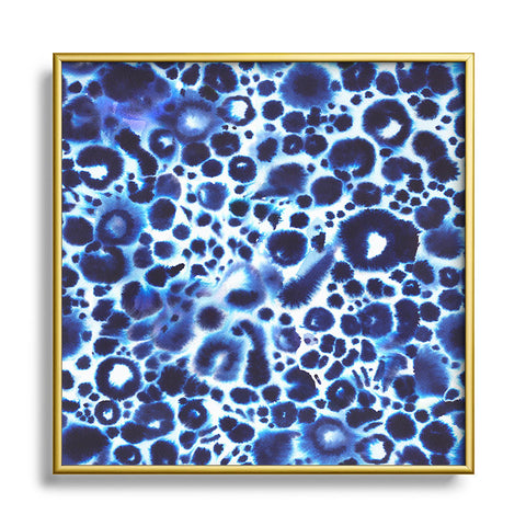 Ninola Design Textural abstract Blue Square Metal Framed Art Print