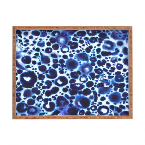 Ninola Design Textural abstract Blue Rectangular Tray