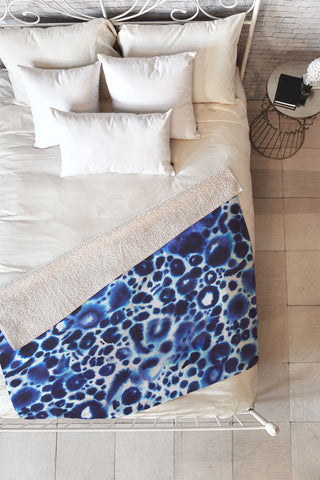 Ninola Design Textural abstract Blue Fleece Throw Blanket