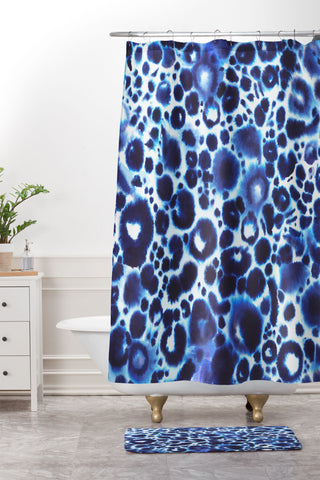 Ninola Design Textural abstract Blue Shower Curtain And Mat