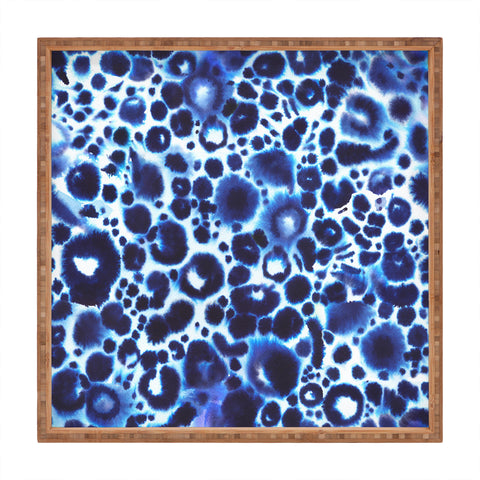 Ninola Design Textural abstract Blue Square Tray