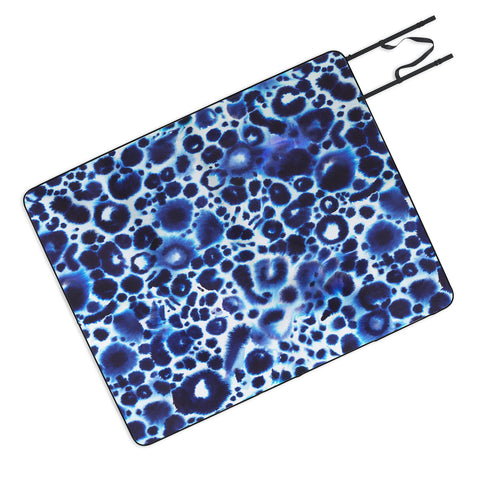 Ninola Design Textural abstract Blue Picnic Blanket