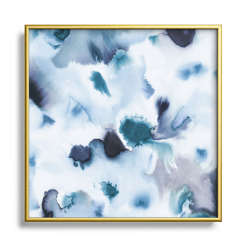 Ninola Design Textural abstract Indigo Square Metal Framed Art Print