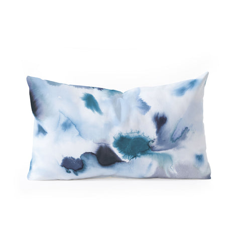 Ninola Design Textural abstract Indigo Oblong Throw Pillow