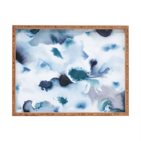 Ninola Design Textural abstract Indigo Rectangular Tray