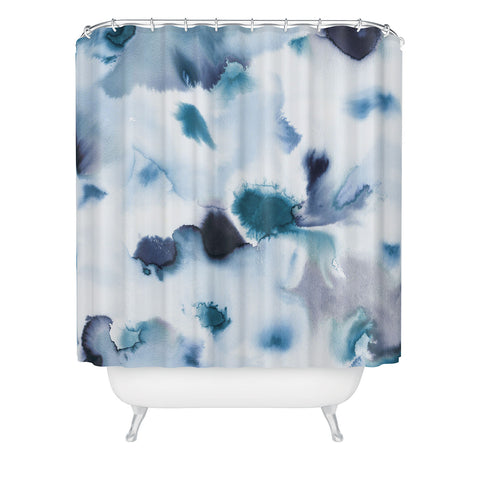 Ninola Design Textural abstract Indigo Shower Curtain