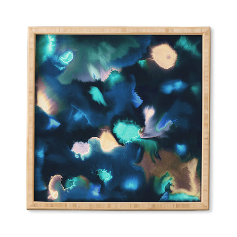 Ninola Design Textural Abstract Watercolor Blue Framed Wall Art