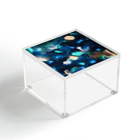 Ninola Design Textural Abstract Watercolor Blue Acrylic Box