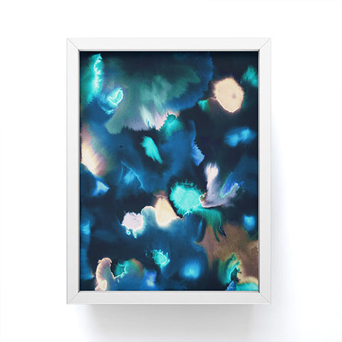 Ninola Design Textural Abstract Watercolor Blue Framed Mini Art Print