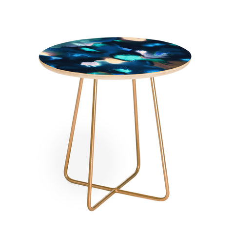 Ninola Design Textural Abstract Watercolor Blue Round Side Table