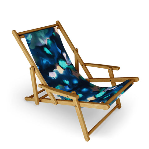Ninola Design Textural Abstract Watercolor Blue Sling Chair