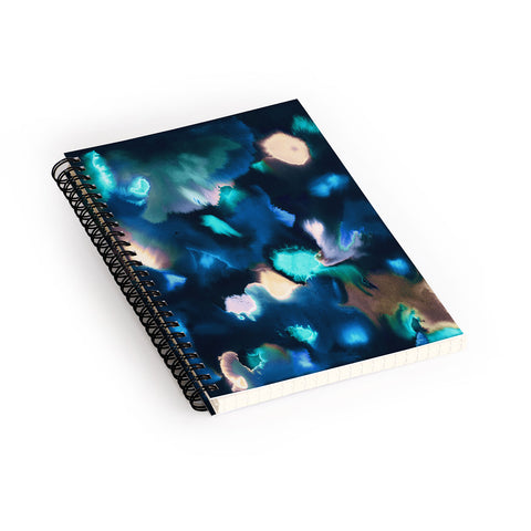 Ninola Design Textural Abstract Watercolor Blue Spiral Notebook