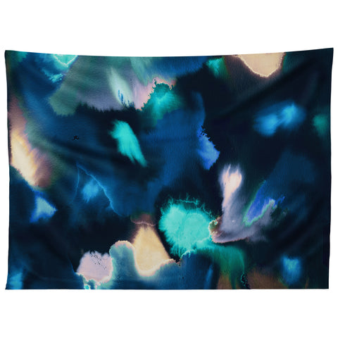 Ninola Design Textural Abstract Watercolor Blue Tapestry