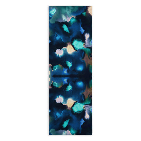 Ninola Design Textural Abstract Watercolor Blue Yoga Towel