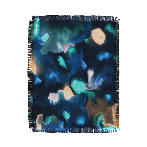 Ninola Design Textural Abstract Watercolor Blue Throw Blanket
