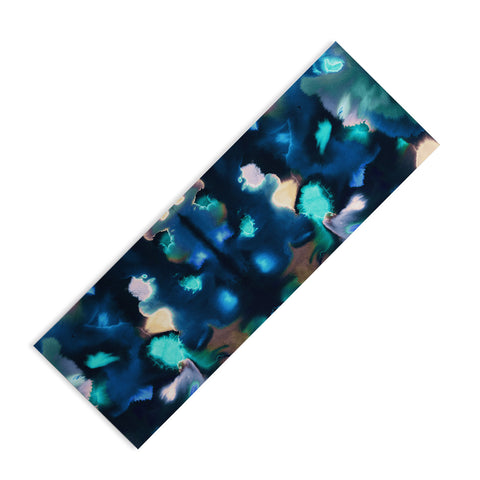 Ninola Design Textural Abstract Watercolor Blue Yoga Mat
