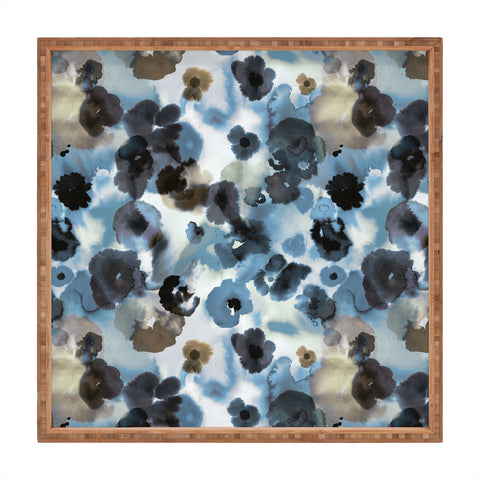 Ninola Design Textural Flowers Abstract Square Tray